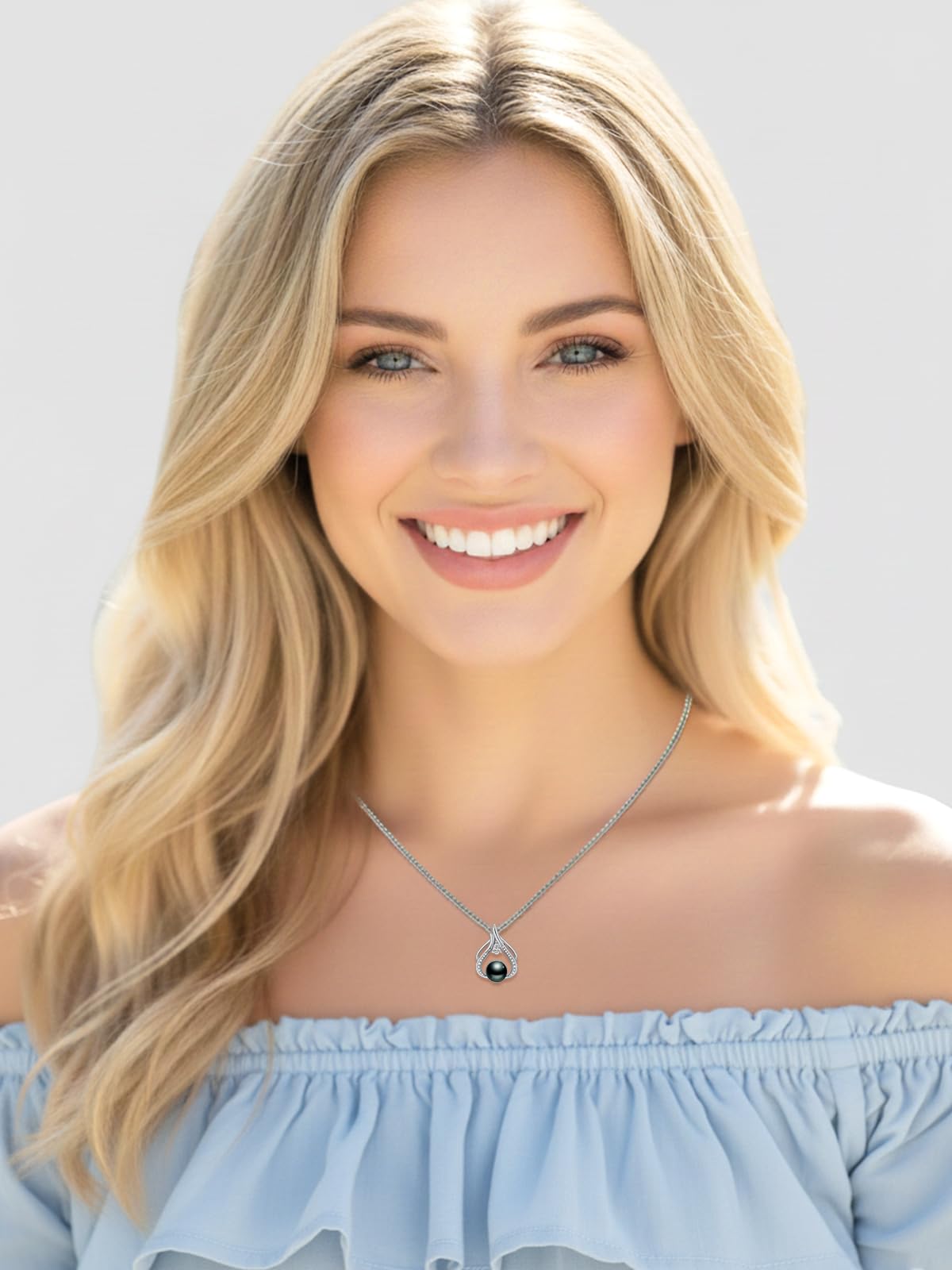 KANNSOAR 9MM Tahitian Black Pearl Necklace for Wife Women Mom Girlfriend Her 18K Gold-Plating Pearl Jewelry Wedding Birthday Anniversary Valentines Day Christmas Mothers Day Gifts