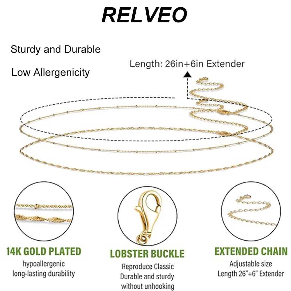 RELVEO 2PCS Gold Waist Chain Adjustable Layered Belly Chain Body Chain Jewelry for Women Sexy Bikini Beach Satellite Waist Chains