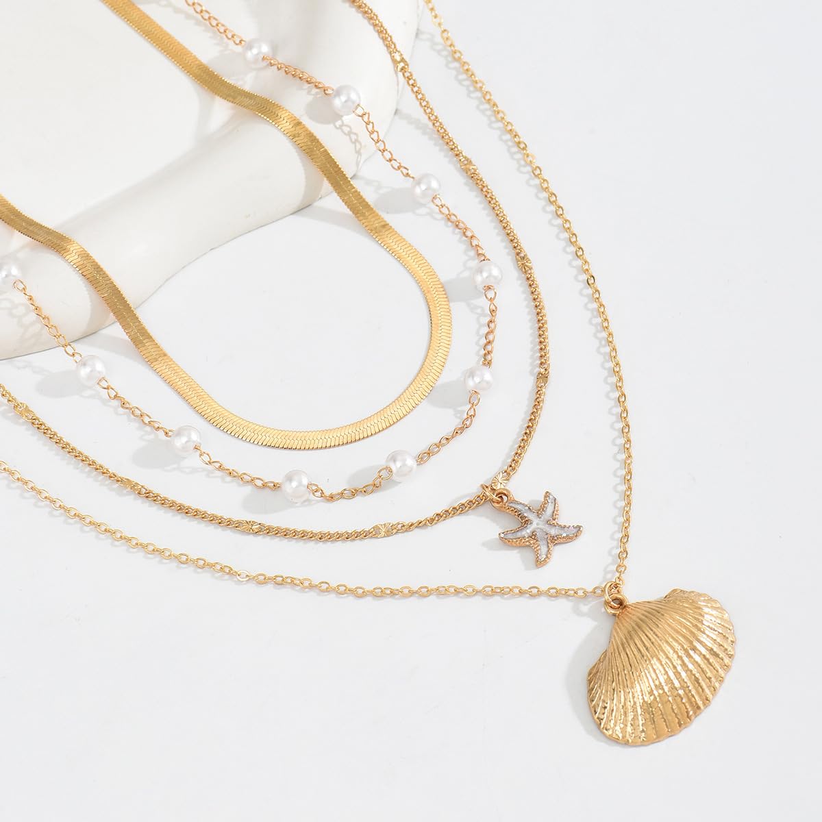 ONBRIG Seashell Necklace Beach Jewelry for Women Starfish Cowrie Puka Shell Necklaces Summer Beach Accessories for Women Vacation Mermaid Ocean Jewelry (style 3)