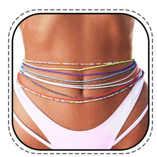 TWINKLEDE African Waist Beads Chain Belly Beach Body Accessories for Women (Multi-colored)