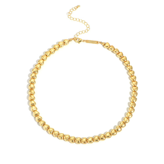 Sajidos Gold Plated Plastic Beaded Necklaces for Women 14K Gold Plated Bead Chunky Heart Charm Pendant Necklace Handmade Trend Fashion Jewelry Gifts