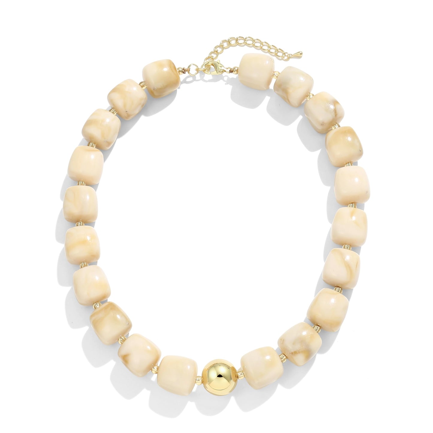 BREPINE Off-White Chunky Necklaces for Women Multicolored Large Square Resin Beads Necklace Trendy Bold Statement Beaded Summer Candy jelly Vacation Choker