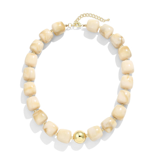 BREPINE Off-White Chunky Necklaces for Women Multicolored Large Square Resin Beads Necklace Trendy Bold Statement Beaded Summer Candy jelly Vacation Choker