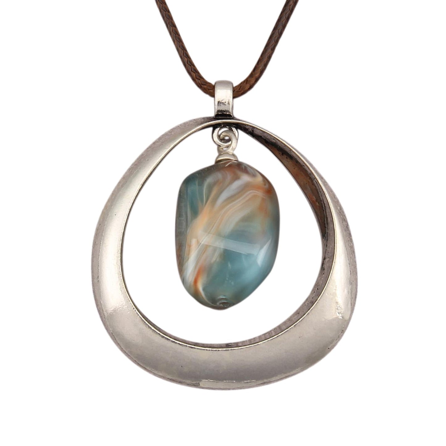 joymiao Bohemian Necklace Women Chunky Long Vintage Necklace Boho Hippie Choker Style Necklaces with Silver Pendant Stone Casual Jewelry
