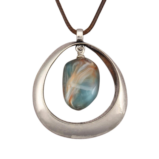 joymiao Bohemian Necklace Women Chunky Long Vintage Necklace Boho Hippie Choker Style Necklaces with Silver Pendant Stone Casual Jewelry