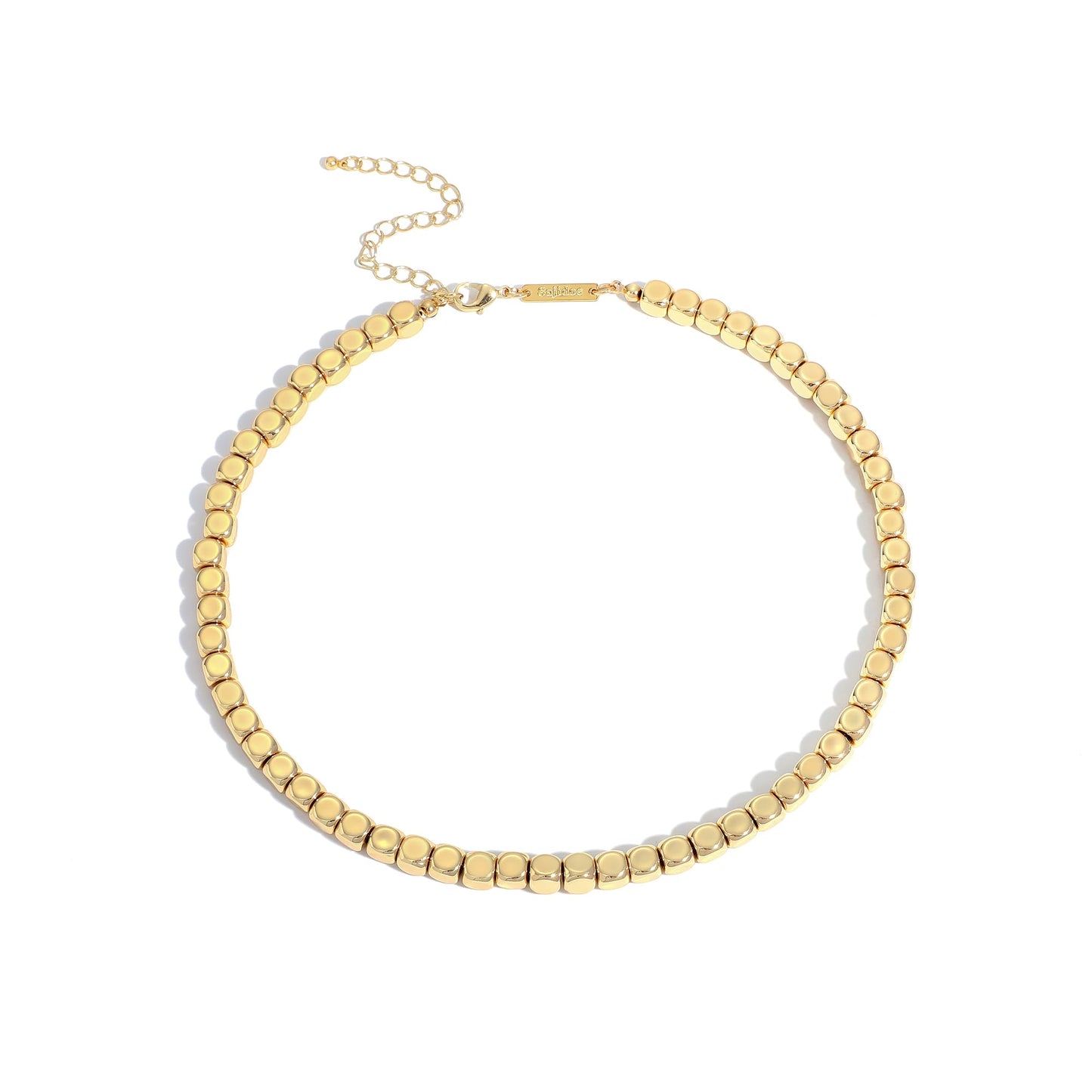 Sajidos Gold Plated Plastic Beaded Necklaces for Women 14K Gold Plated Bead Chunky Heart Charm Pendant Necklace Handmade Trend Fashion Jewelry Gifts