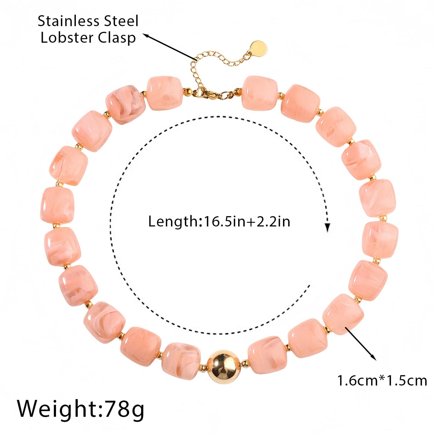 joymiao Big Bead Necklace Chunky Beaded Necklaces for Women Acrylic Bead Choker Statement Necklace Handmade Summer Jewelry Gifts