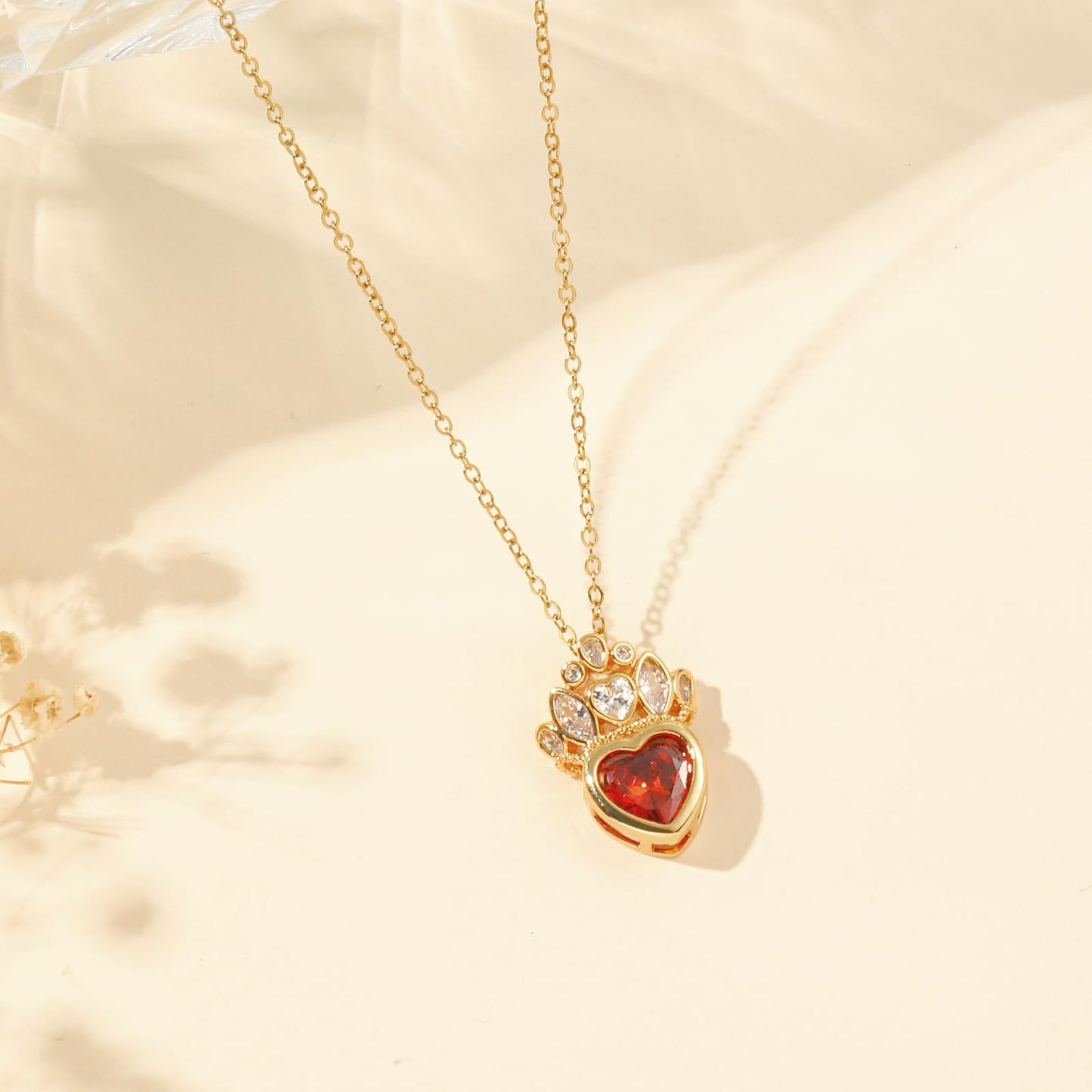 crataly Red Garnet Crown Heart Necklaces for Women-Gold Plated January Birthstone Princess Necklace For Valentine's Day Mother's Day Christmas Birthday Gifts