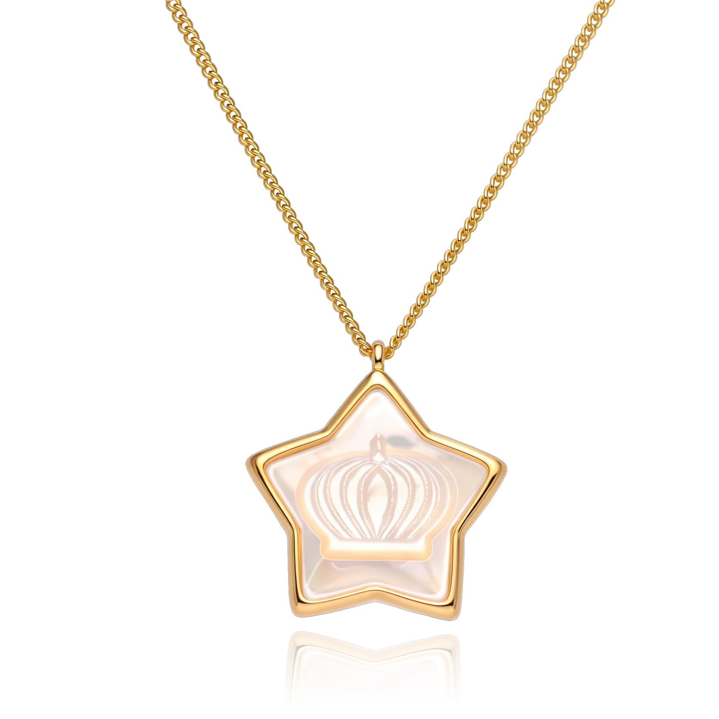 GLUBU Star Necklace for Women Shell Necklaces for Women Seashell Choker Pendant Necklace with Star Crown Sea Shell Jewelry Beach Summer Pearl Necklaces Star Necklace Gifts for Best Friends Sisters