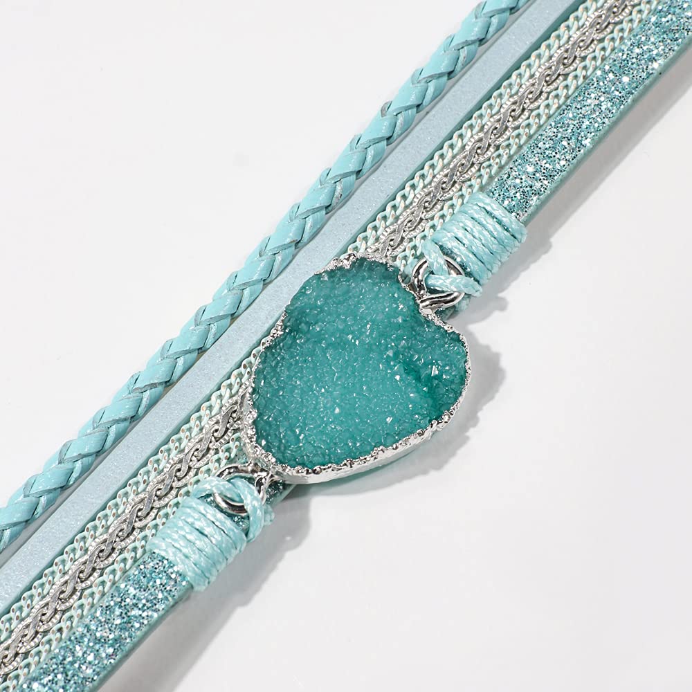 Artilady Leather Wrap Bracelet for Women - Handmade Clasp Bangle Bracelet with Pearl Beads Crystal Wristbands Jewelry Gift for Ladies and Mother