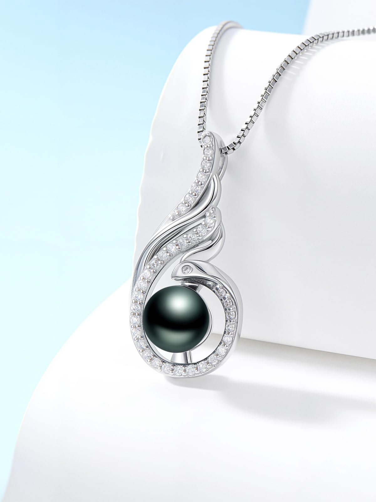 KANNSOAR Phoenix Tahitian Black Pearl Necklace 18K Gold-Plating Sterling Silver Fine Jewelry Wedding Birthday Anniversary Valentines Day Christmas Mothers Day Gifts for Wife Women Mom Girlfriend Her