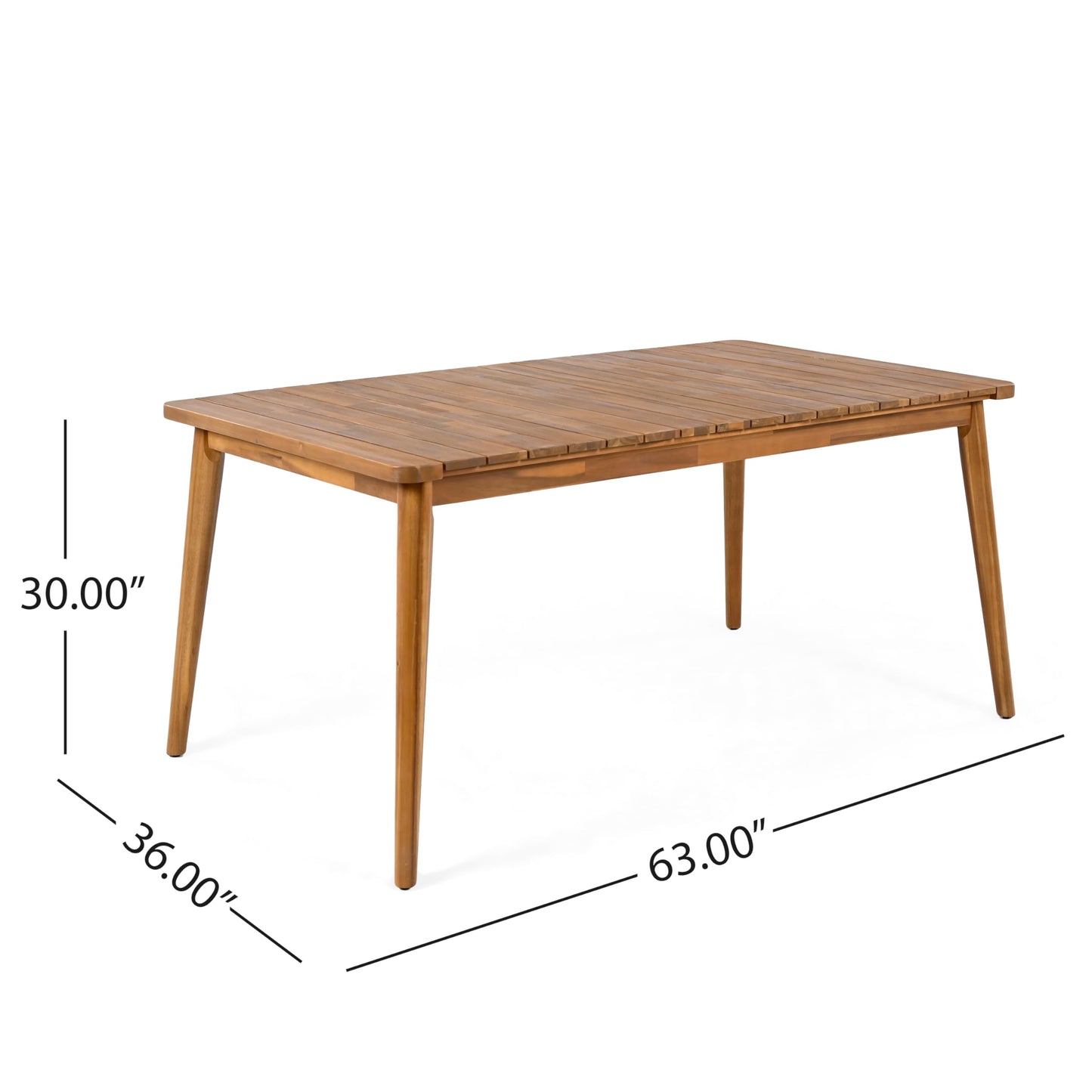 Merax 5 Piece Patio Dining Set, Outdoor Acacia Wood 63" Slatted Dinning Table and 4 Rattan Arm Chairs w/Sturdy Wood Legs for Backyard,Balcony, Garden, Poolside, Mocha+Teak