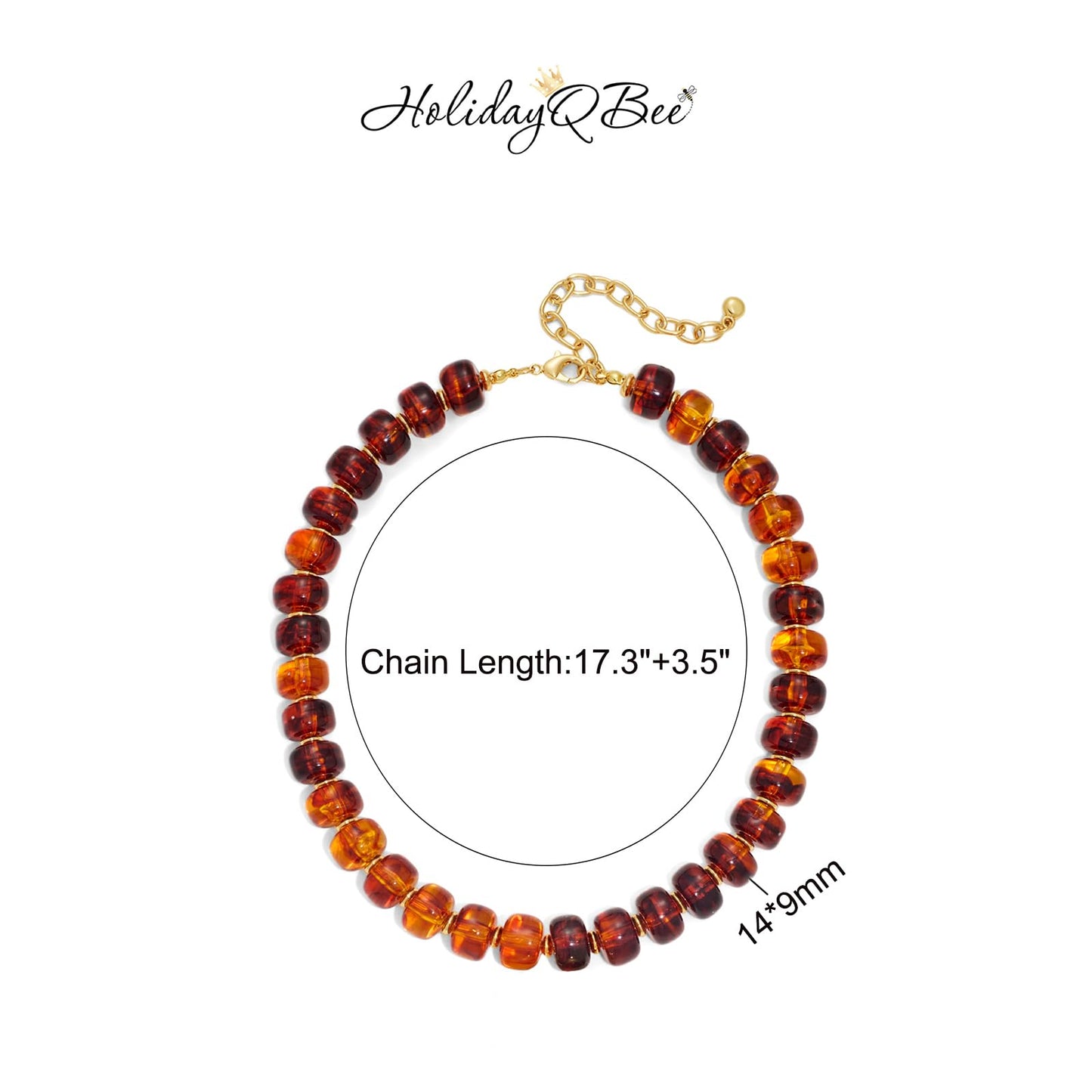 HolidayQbee Beaded Necklace for Women Chunky Beaded Necklace Boho Oval Big Bead Statement Orange Bead Choker Necklaces Fashion Trendy Summer Beach Jewelry Gifts
