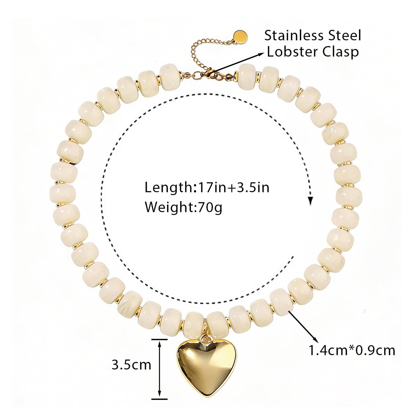joymiao Chunky Heart Necklaces for Women Beaded Necklaces Colorful Resin Beaded Choker Necklace Statement Necklace Trendy Jewelry