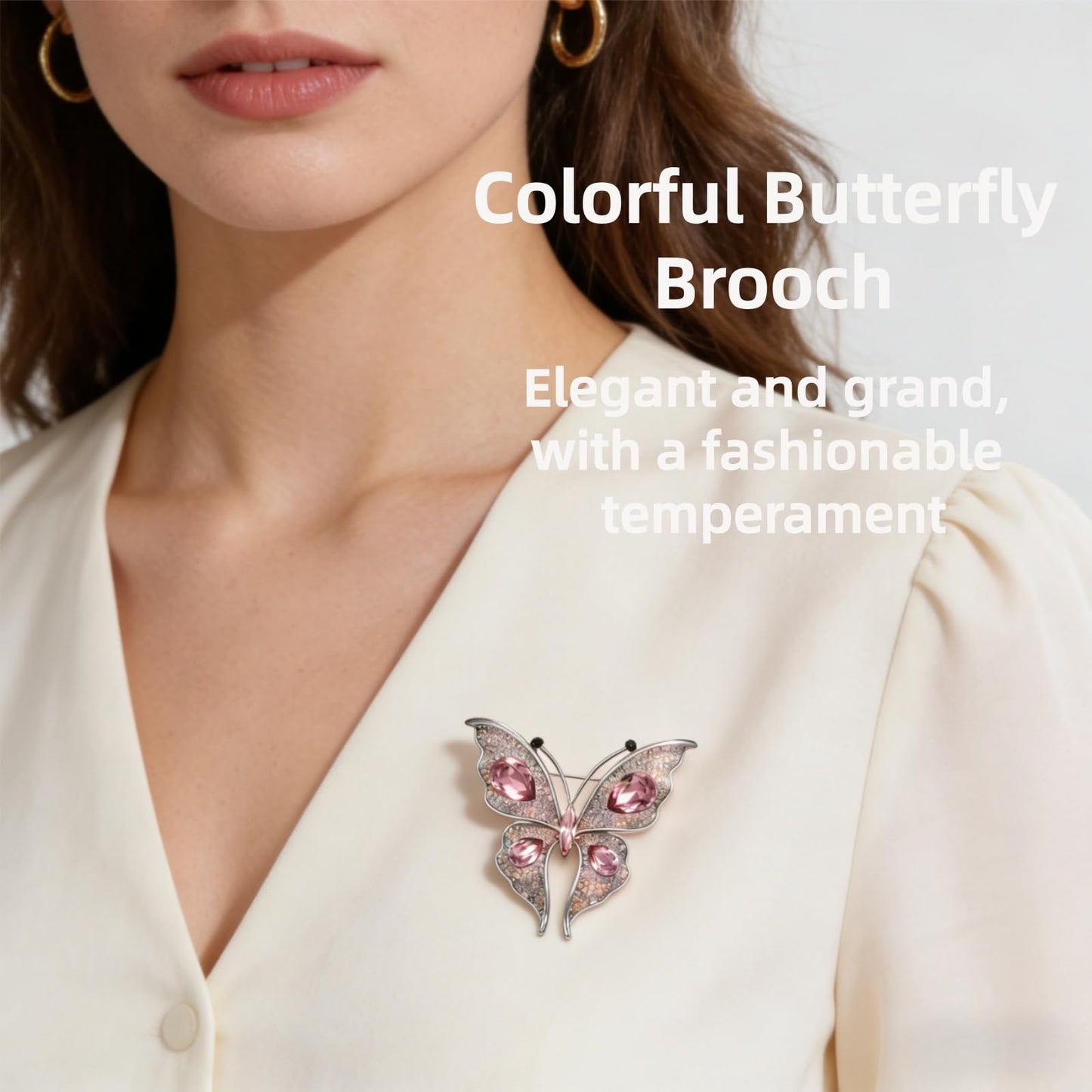 4Pcs Colorful Butterfly Brooch Pins for women, Fashion Women's enamel Crystal Rhinestone Butterfly Brooches Pin set for Clothes Dresses (1)