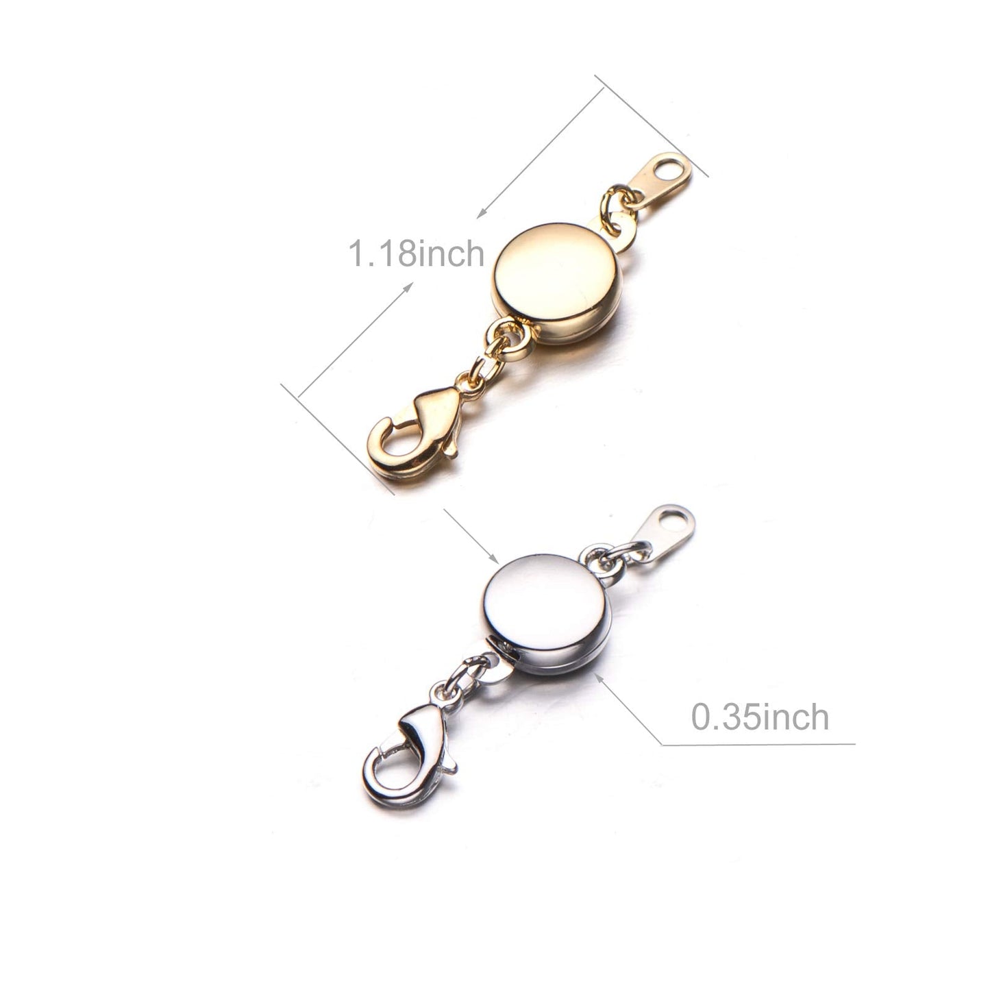 Zpsolution Locking Magnetic Jewelry Clasp for Necklace and Bracelet - Set of 4 Glod and Silver