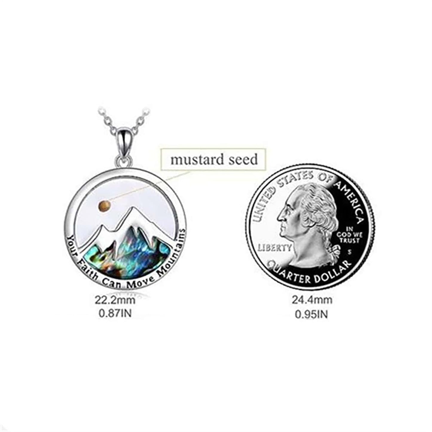 VLIEGEN Mustard Seed Necklace - Stainless Steel Faith Mountain Jewelry for Women & Men styleE