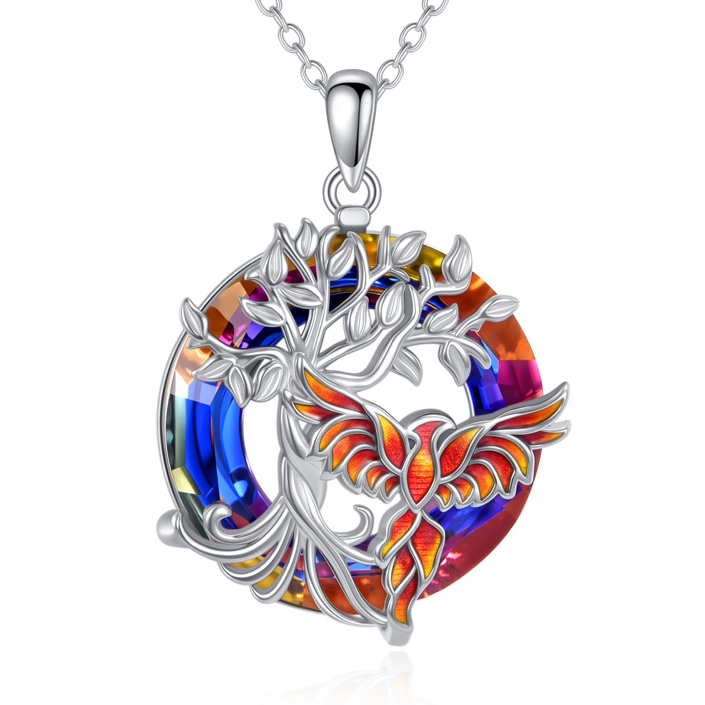 MONGAS Phoenix Necklace 925 Sterling Silver Rise From the Ashes Phoenix Necklace Crystal Pendant Rising Jewelry Christmas Gifts for Mom Women