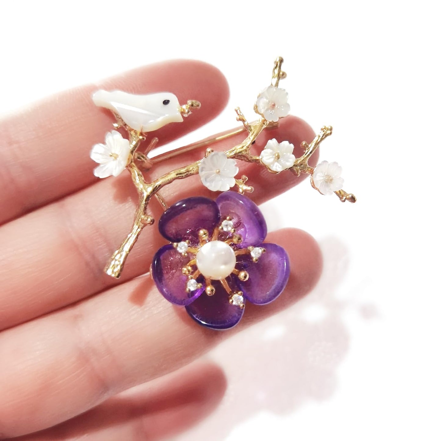 CCijiNG Brooches for Women with Crystal, Flower Brooches and Pins Wedding Party Jewelry Sakura Cherry Blossom Brooch Pins for Women Fashionable Gifts for Mother's Day