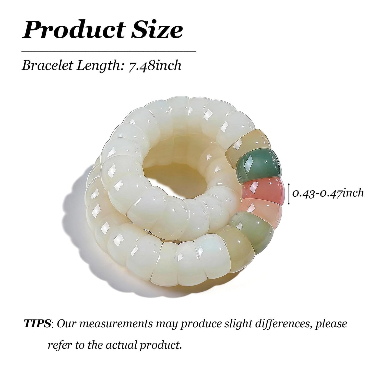 Embtrem Bodhi Root Spinner Bracelet for Women, Green Pink Mudi Fidget Jewelry for Stress Relief, Natural Meditation Beads Anxiety Calming Accessory, Elastic Stackable Bracelet
