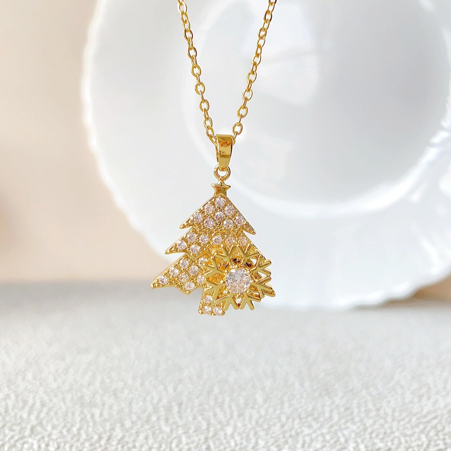 KONPJE Sunflower Fidget Necklace for Women Gold Moon Necklace Rotating Heart Necklaces Spinning Crystal Flower Anxiety Necklaces Crescent Moons Jewelry Accessories (Gold Tree)