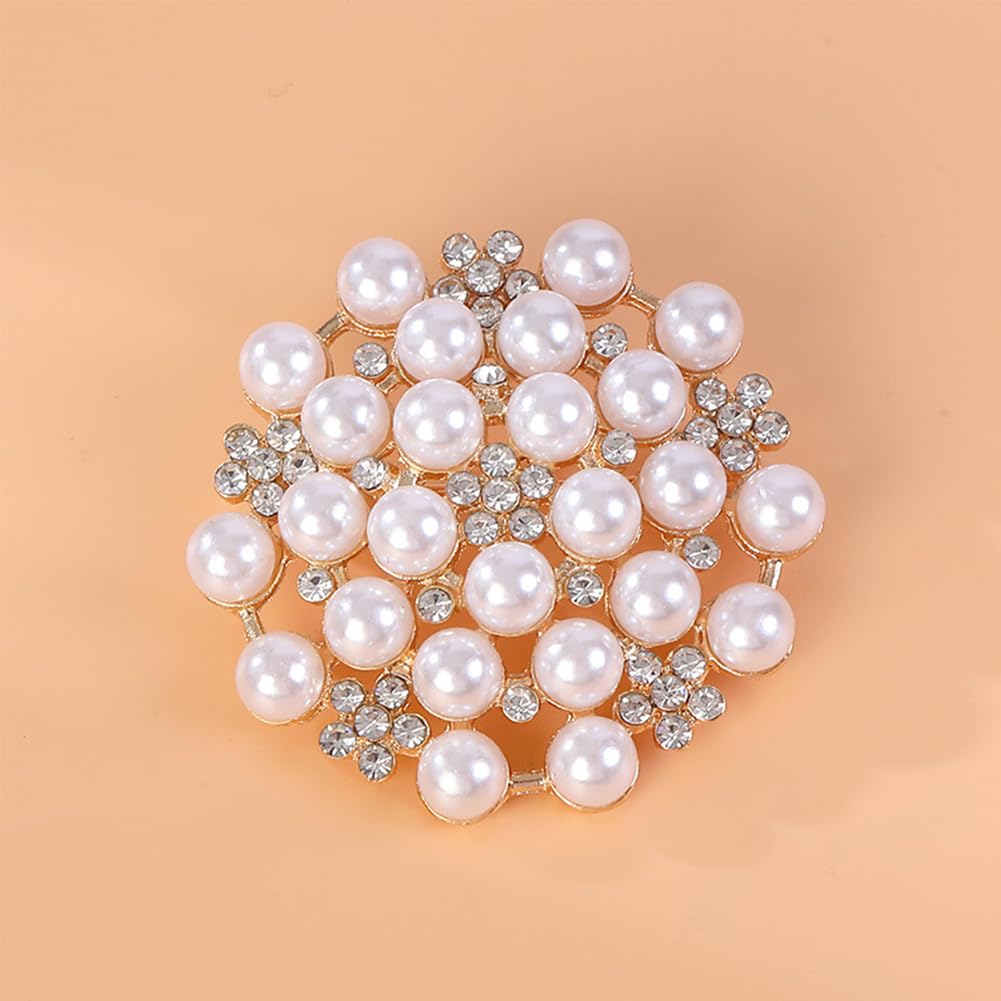 JKQBUX Chic Pearl Crystal Brooch Pins for Women Girls Fashion Shawl Pin Corsage Brooch Party Ceremony Accessories Dance Banquet Pins