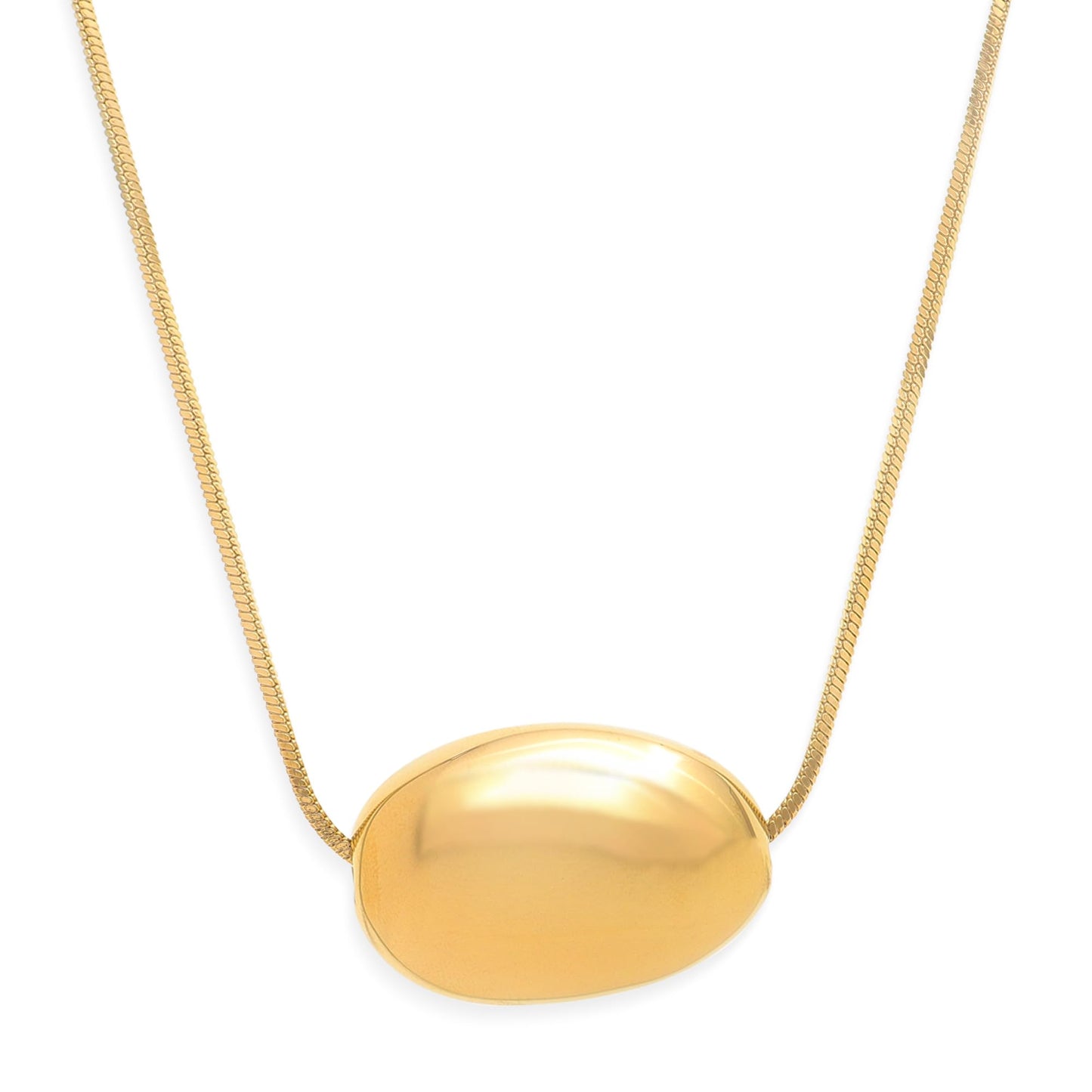 Frigotine Chunky Gold Slide Oval Ball Charm Necklace for Women, Trendy Thick Statement Adjustable Long Snake Chain Hollow Pendant Nacklaces Winter Prom Jewelry Gift