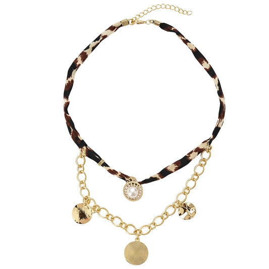 Wailike Scarf Necklace with Charm for Women Leopard Choker Necklaces Silk Tie Necklaces Scarfs Choker Necklaces Jewelry GD2