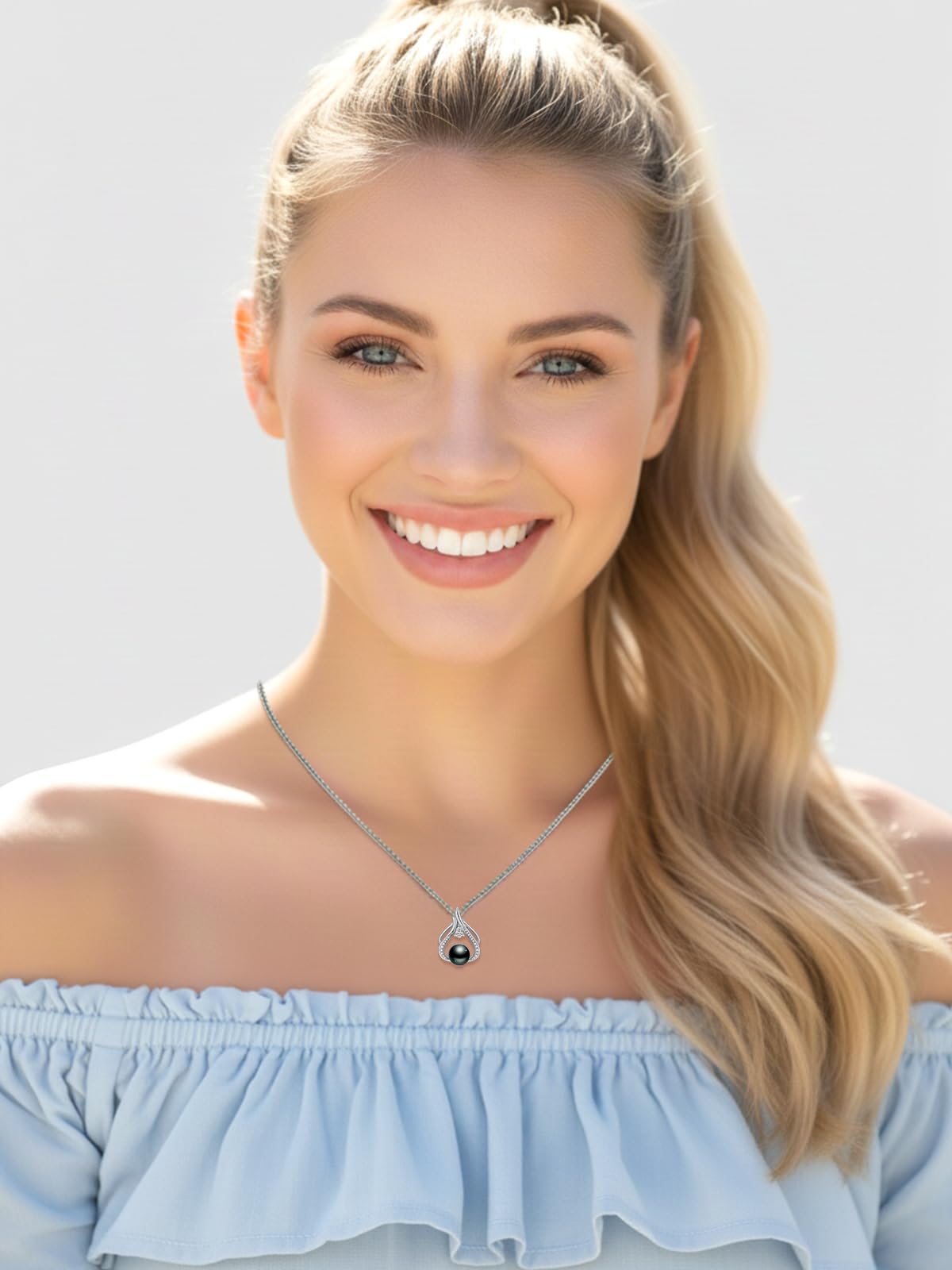 KANNSOAR 9MM Tahitian Black Pearl Necklace for Wife Women Mom Girlfriend Her 18K Gold-Plating Pearl Jewelry Wedding Birthday Anniversary Valentines Day Christmas Mothers Day Gifts