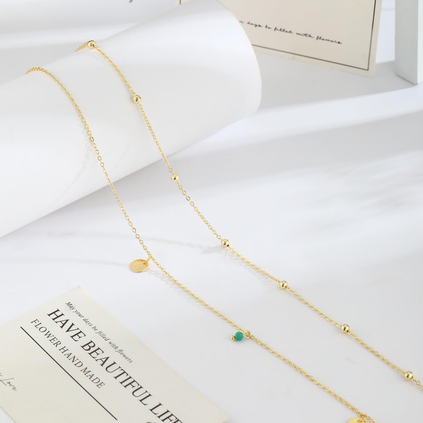 MFRYK 2PCS 14K Gold Plated Waist Chain Layered Satellite Boho Green Beaded Belly Body Chain Boho Beach Waist Chains For Women Adjustable Waterproof Sexy Bikini Body Chain Jewelry For Women