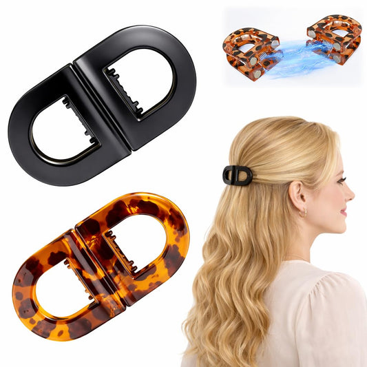 2PCS Magnetic Hair Clips for Women, Strong Hold No Slip Hair Clip, No Crease 2-in-1 Hair Styling Clip, Easy Half Up Hairstyles, Lightweight Durable Hair Accessories for All Hair Types