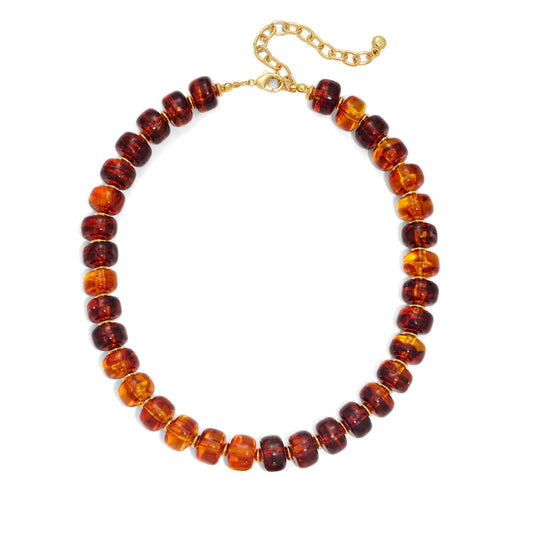 HolidayQbee Beaded Necklace for Women Chunky Beaded Necklace Boho Oval Big Bead Statement Orange Bead Choker Necklaces Fashion Trendy Summer Beach Jewelry Gifts