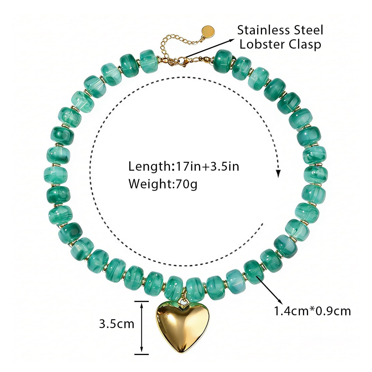 joymiao Statement Necklace Chunky Beaded Necklace Colorful Beaded Boho Necklaces for Women Beach Summer Jewelry with Heart Pendant