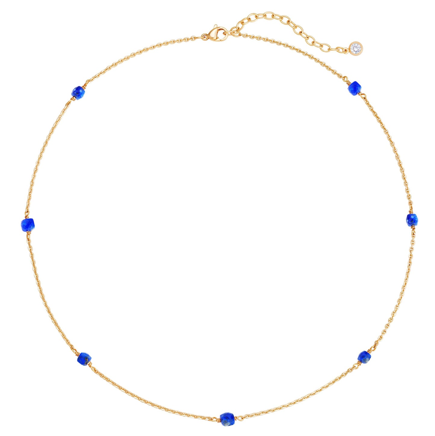 LOLAR RAY Lapis Lazuli Jewelry for Women - 14K Gold Plated Round Beaded Choker Summer Beach Boho Choker Bead Gift