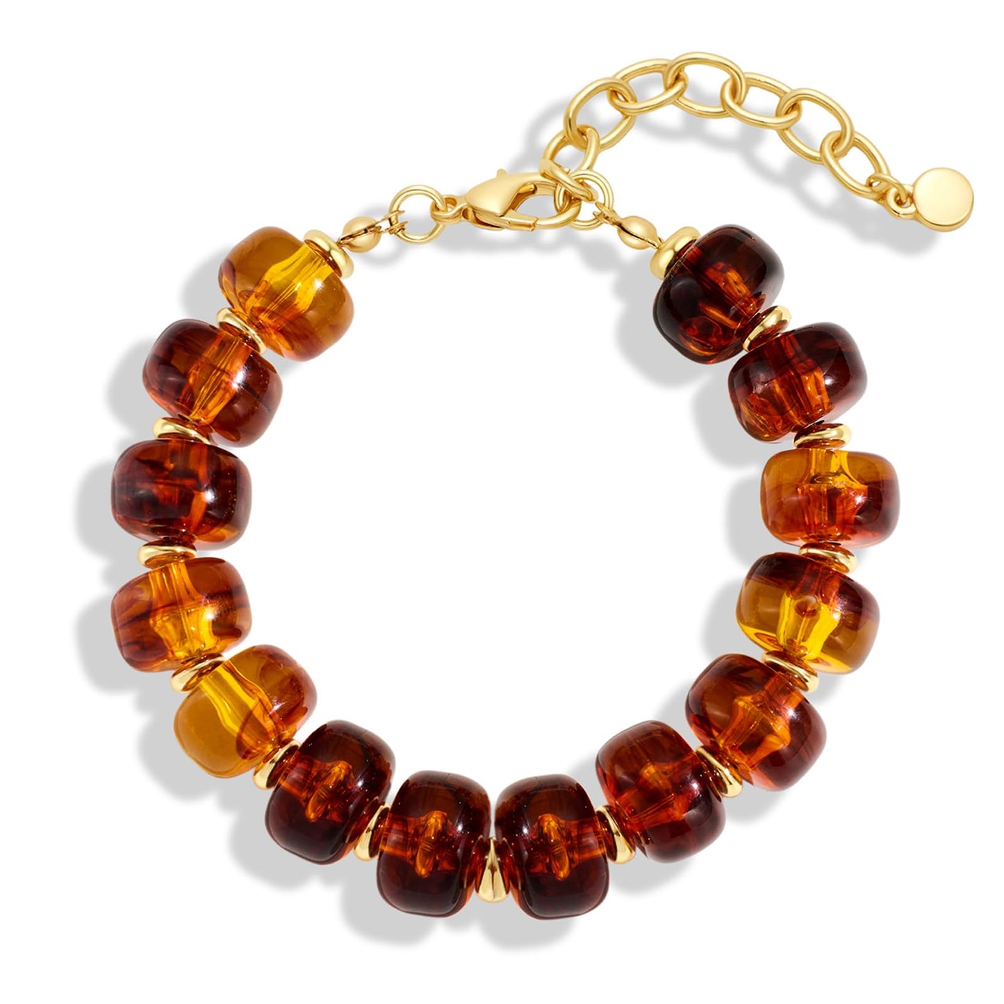 HolidayQbee Beaded Bracelets for Women Dainty Chunky Bracelet Amber Beaded Boho Summer Bracelet Fashion Trendy Stone Beads Bracelet Beach Jewelry Gifts