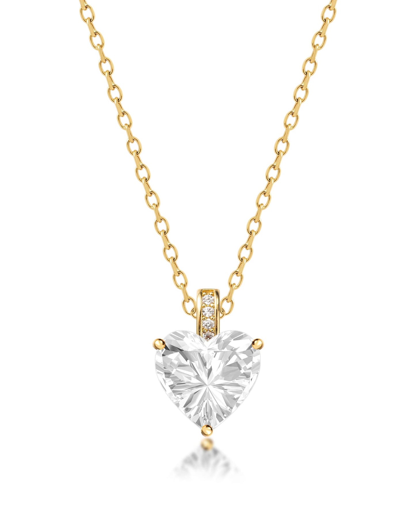 MIDDLUX April Birthstone Heart Necklace, Clear Quartz, 18k Gold Finish, 16" Extendable Lobster Clasp, Girls, Female, Necklace, Fashion Jewelry