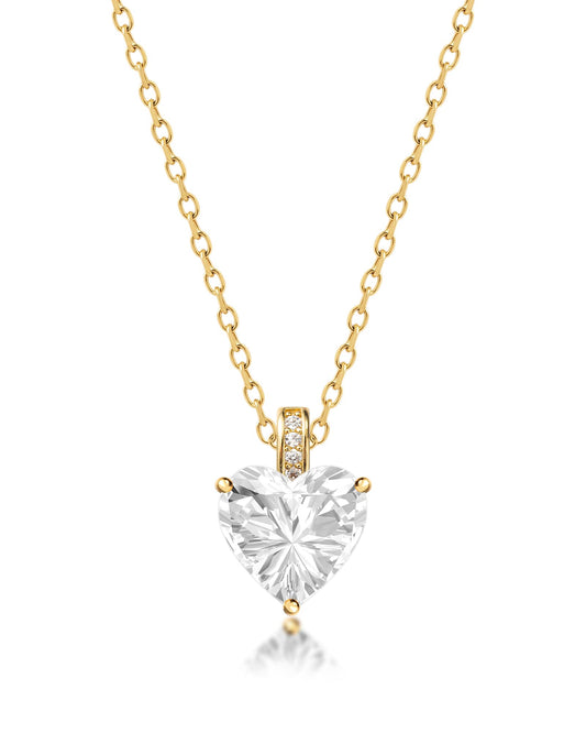 MIDDLUX April Birthstone Heart Necklace, Clear Quartz, 18k Gold Finish, 16" Extendable Lobster Clasp, Girls, Female, Necklace, Fashion Jewelry