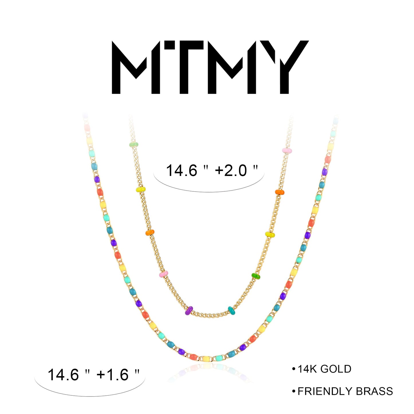 MTMY Beaded Necklaces for Women 14K Gold Plated Dainty Colorful Green/Rose Beaded Pearl Choker Necklace Delicate Boho Choker Necklace Jewelry Gift (Layer-colorful beads)
