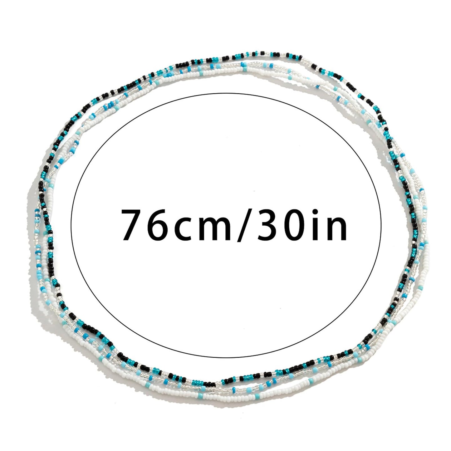3Pcs/Set Boho Elastic Beads Waist Chains Jewelry Summer Beach Seed Beaded Belly Chain Jewelry Bikini Sexy Bead Waist Body Jewelry for Women (White)