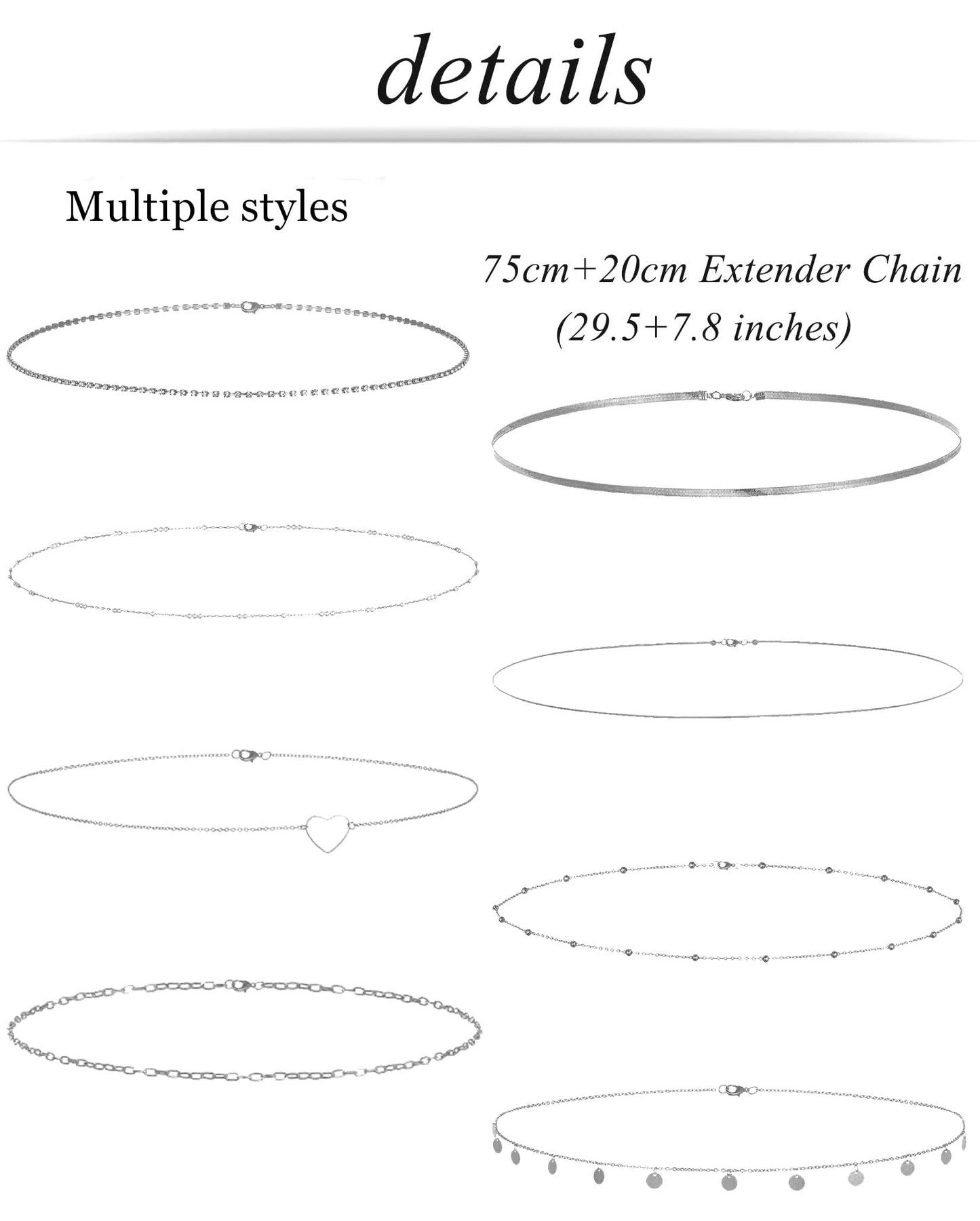 Tornito 8Pcs Waist Belly Chain CZ Heart Pearl Snake Bead Sequin Paperclip Belly Chain Summer Beach Sexy Body Chains Jewelry Accessories for Women Adjustable