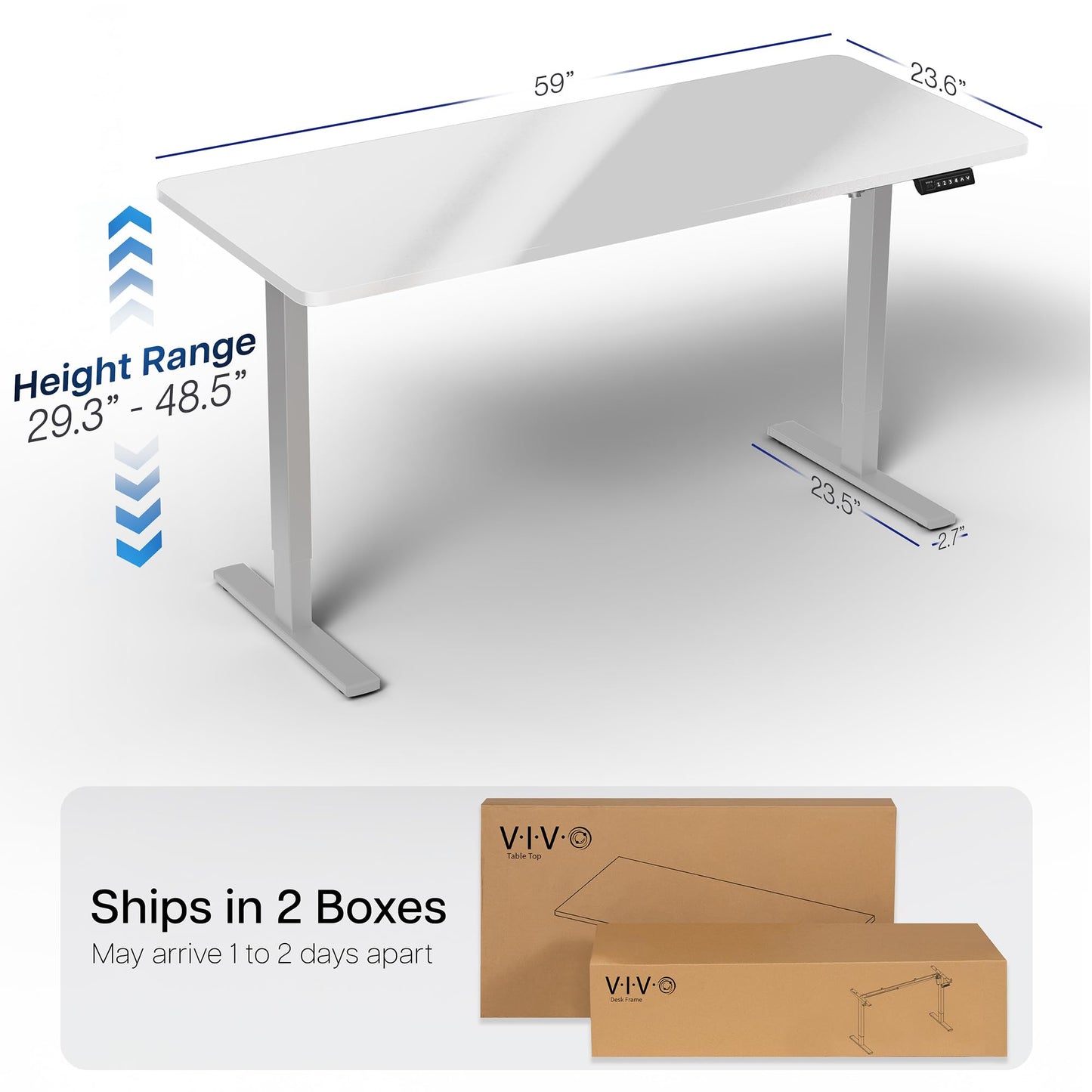 VIVO Electric Dry Erase 60 x 24 in Standing Desk, Memory Height Adjustment, 1B Series, Holds 220 lbs, Whiteboard Top Gray Frame, DESK-KIT-1G6WE