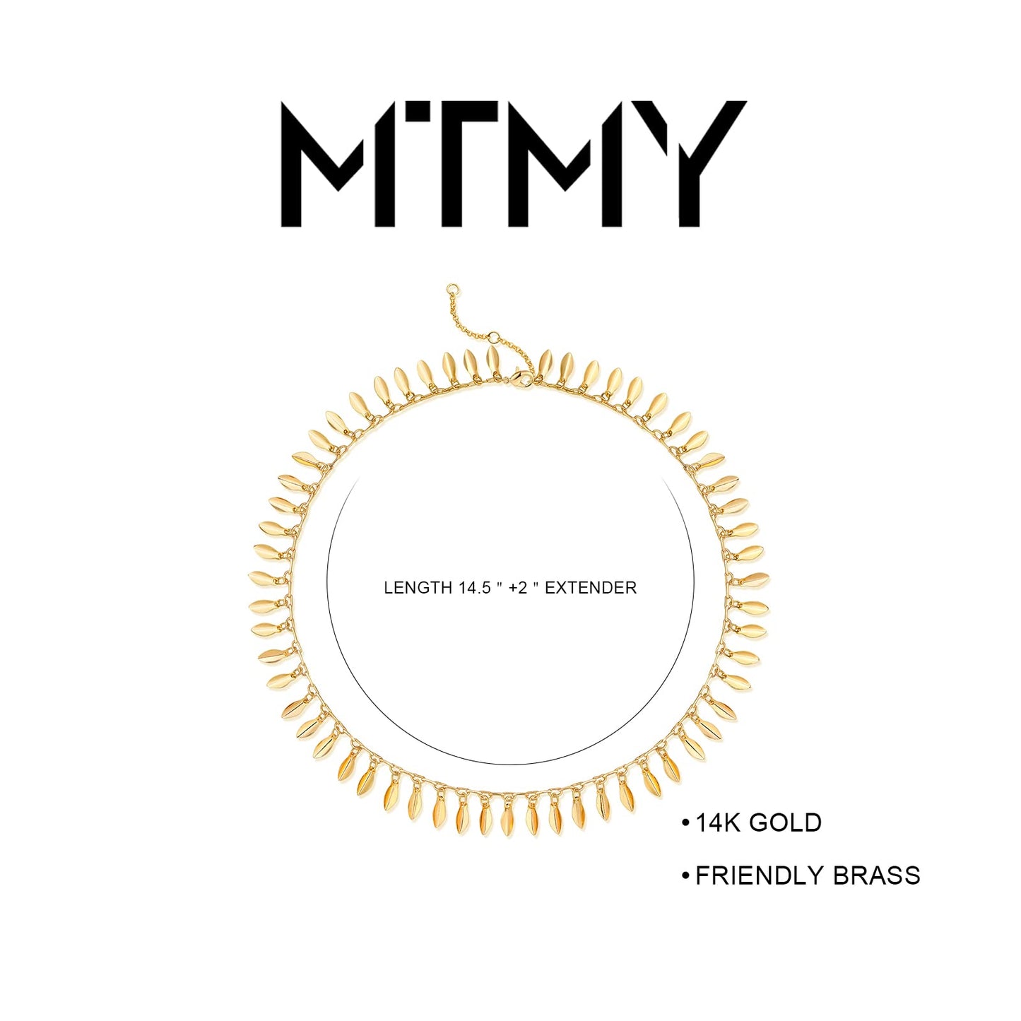 MTMY Beads Choker Necklace,14K Gold Plated Dainty Beaded Chain Choker Necklace Delicate Fashion Jewelry Gift for Women(leaf)