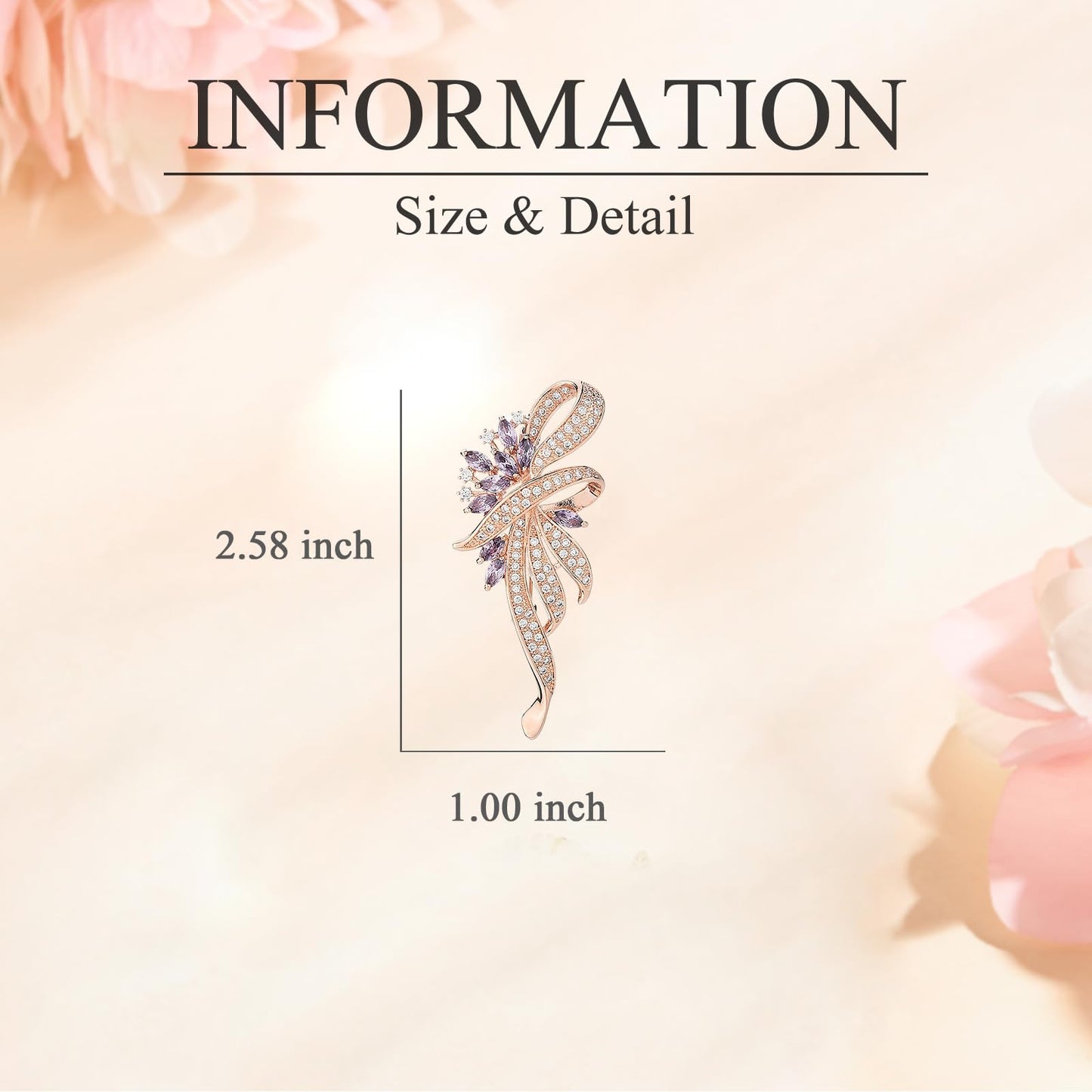EMEGCY Rhinestone Flower Brooch for Women Pink Crystal Flower Brooch Rose Gold Lapel Pin Scarf Clip Wedding Gift Jewelry for Mom Wife