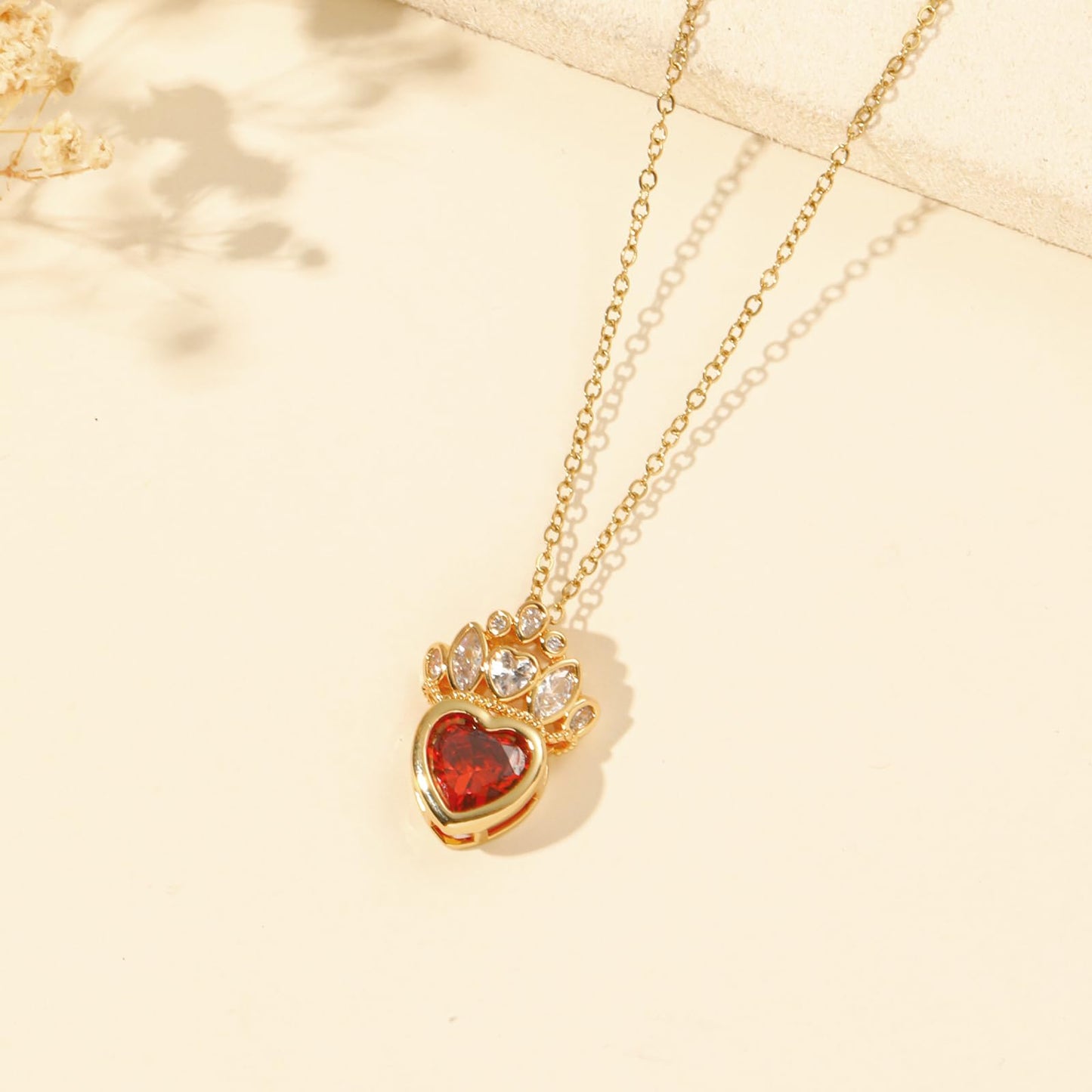 crataly Red Garnet Crown Heart Necklaces for Women-Gold Plated January Birthstone Princess Necklace For Valentine's Day Mother's Day Christmas Birthday Gifts