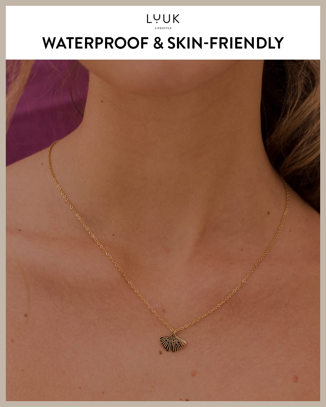 LUUK LIFESTYLE Necklace for women with ginkgo leaf pendant and HAPPINESS gift card, modern and minimalist fashion accessory, jewelry for everyday wear, good luck charm, zen yoga gift, gold