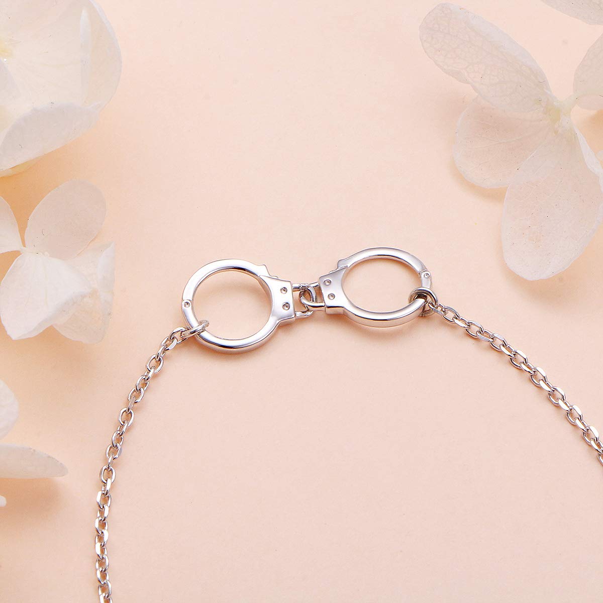 DAOCHONG S925 Sterling Silver Handcuffs Choker Short Dainty Necklace Pendant for Women Jewelry Gift