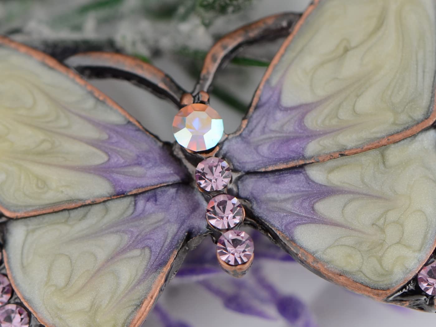Alilang Painted Enamel Brown Crystal Rhinestone Butterfly Fashion Jewelry Pin Brooch