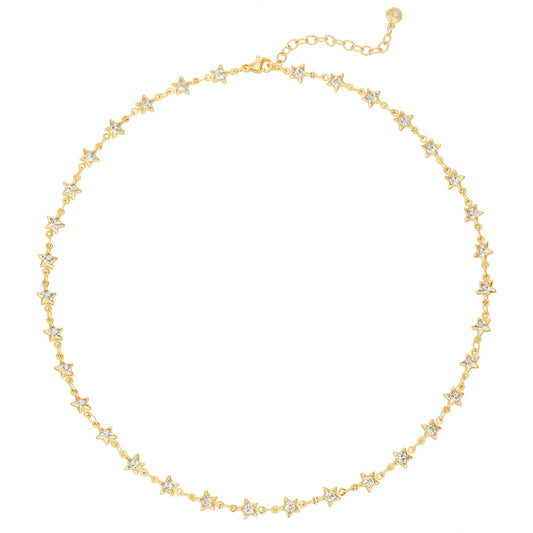 MTMY Beaded Necklaces for Women 14K Gold Plated Dainty Colorful Green/Rose Beaded Pearl Choker Necklace Delicate Boho Jewelry Gift (Star chain)