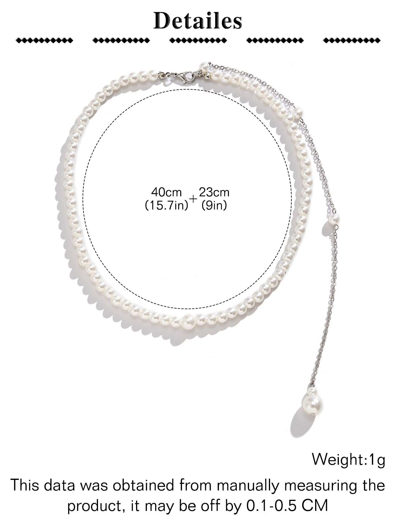 Longita Pearl Back Necklace for Backless Dress Back Jewelry Backdrop Pearl Necklace Back Chain Silver Body Chain Jewelry for Women Sexy Trendy Dainty Summer Bride Accessories