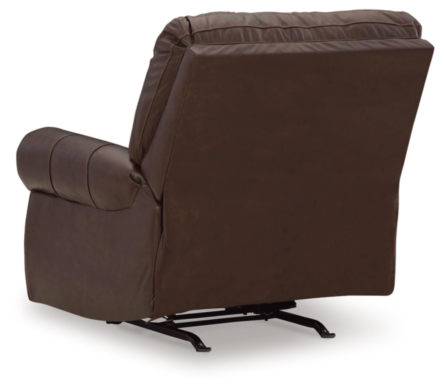 Signature Design by Ashley Colleton Classic Leather Match Upholstered Manual Recliner with Nailheads, Dark Brown